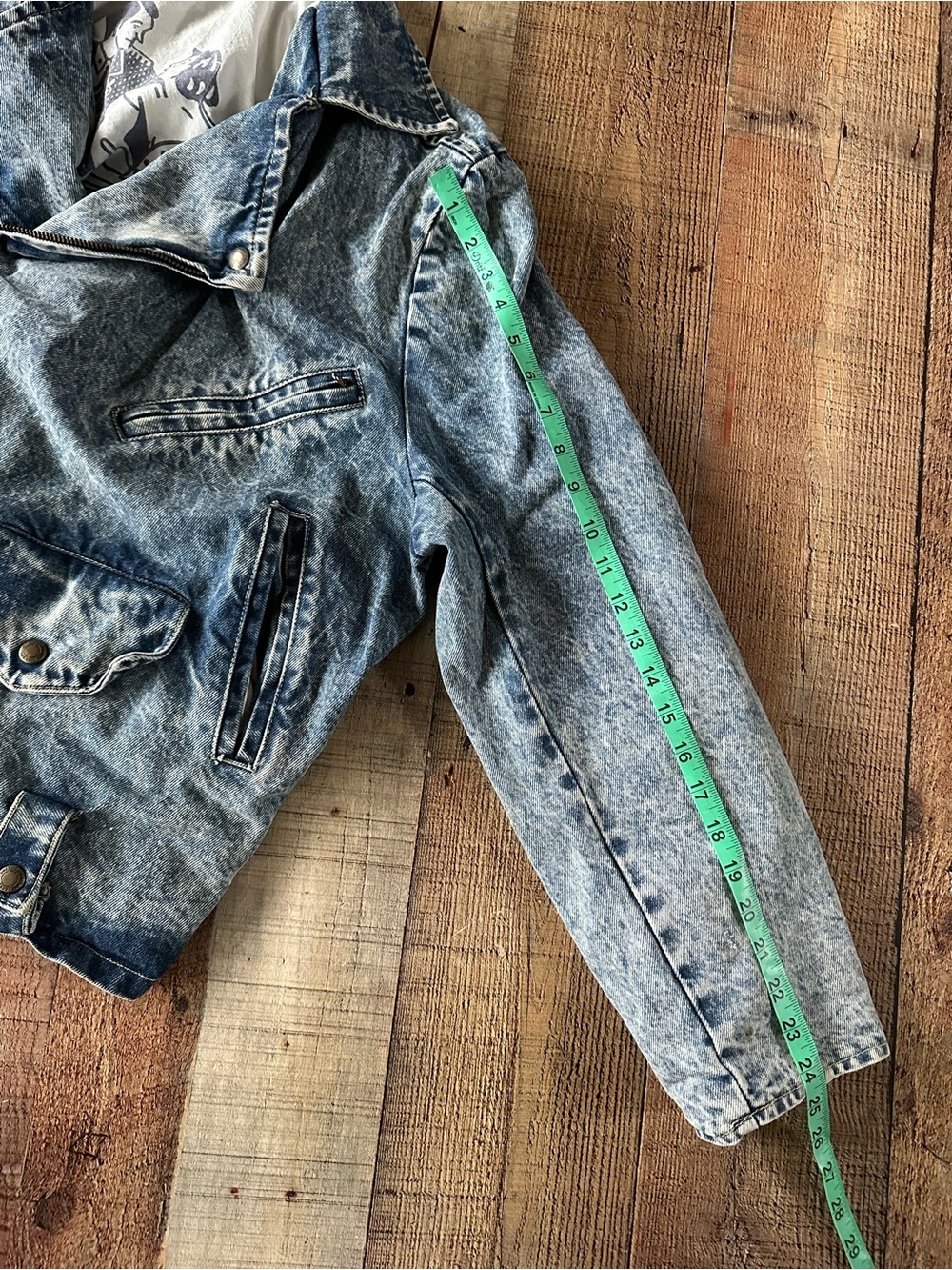 VINTAGE Dual Control 1980s 80s HEAVY Denim Jacket w White Leather Size Large - Picture 4 of 11